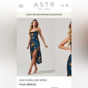 Floral Navy Blue and Orange Dress, perfect for a wedding, or special occasion.